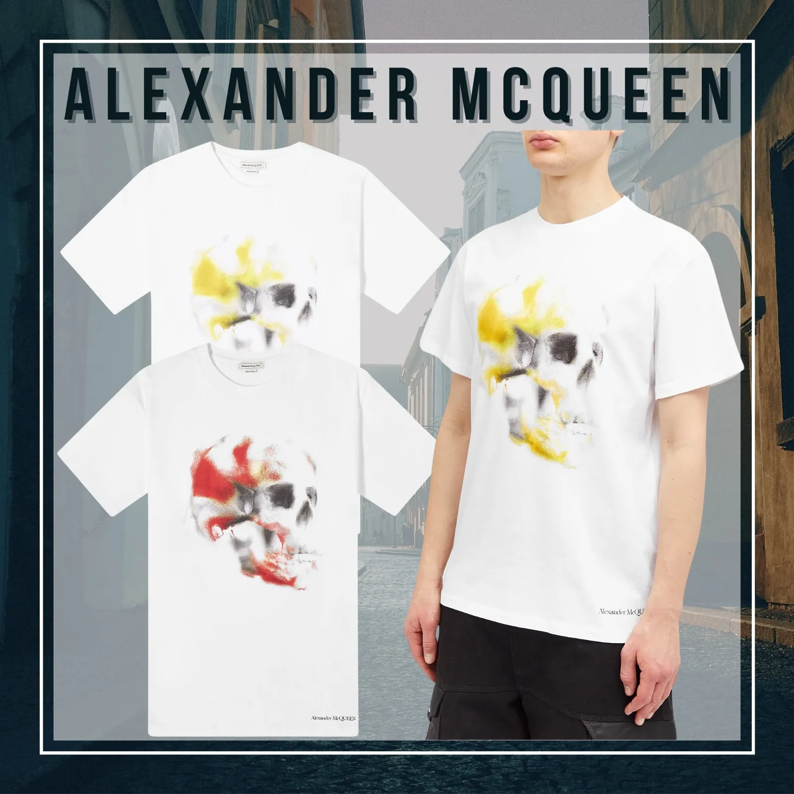 alexander mcqueen  |Crew Neck Unisex Street Style Cotton Short Sleeves Logo