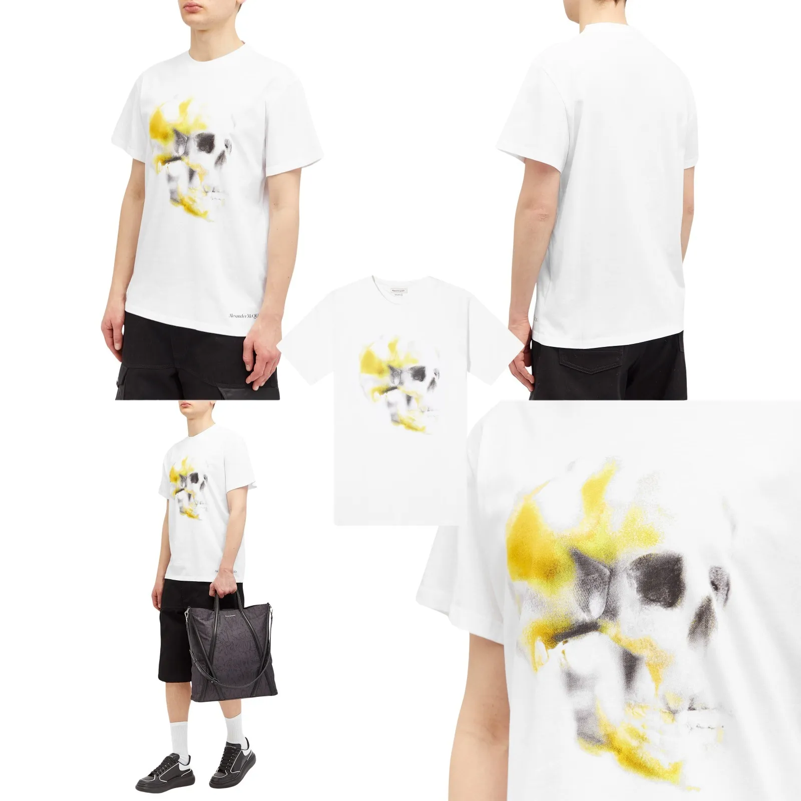 alexander mcqueen  |Crew Neck Unisex Street Style Cotton Short Sleeves Logo