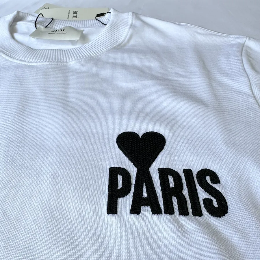 AMI PARIS  |Crew Neck Unisex Plain Cotton Short Sleeves Logo Designers