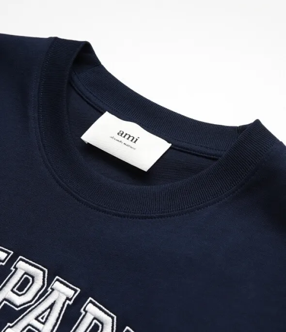 AMI PARIS  |Plain Cotton Short Sleeves Logo Designers T-Shirts