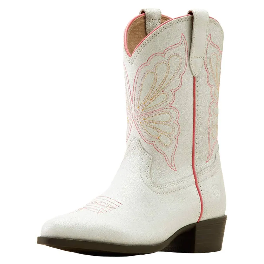 Ariat Girl's Heritage Butterfly Western Boots - Distressed Ivory