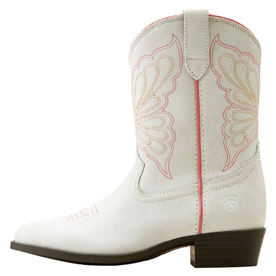 Ariat Girl's Heritage Butterfly Western Boots - Distressed Ivory