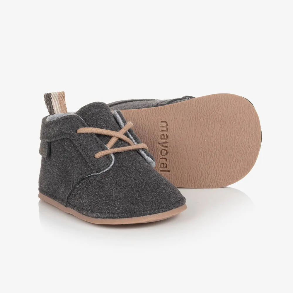 Baby Boys Grey Lace-Up Pre-Walker Boots