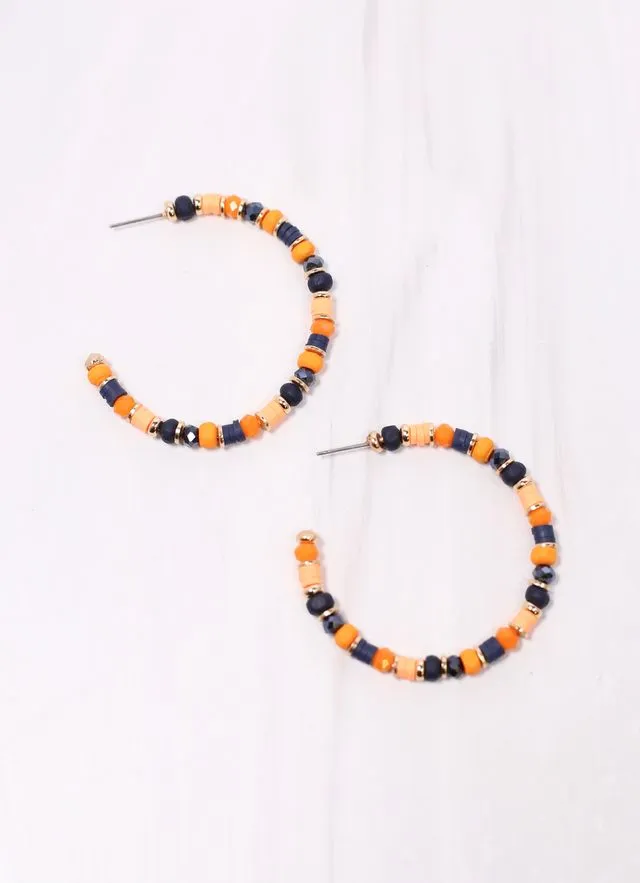 Bartlett Beaded Hoop Earring NAVY ORANGE