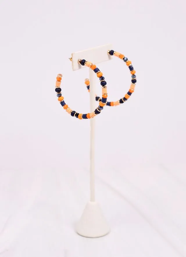 Bartlett Beaded Hoop Earring NAVY ORANGE