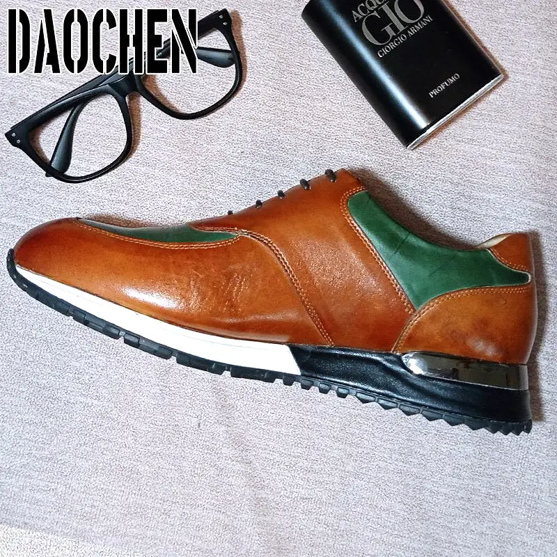 BLACK GENUINE LEATHER FASHION SPORTS SHOES MEN DRESS SHOES