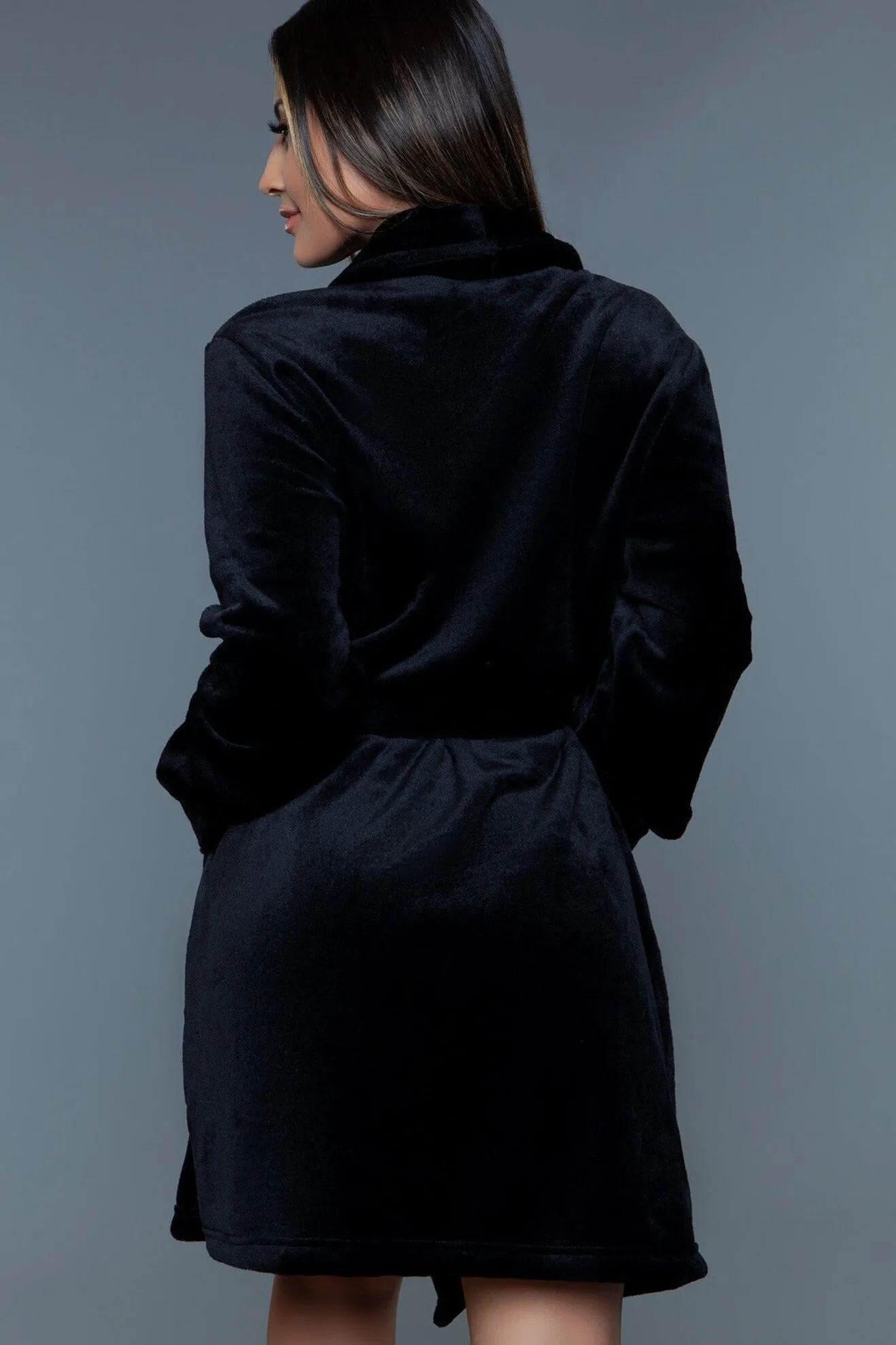 Black Mid-Length Push Robe