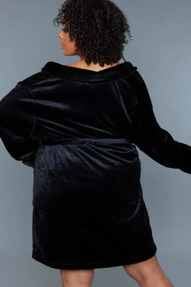 Black Mid-Length Push Robe