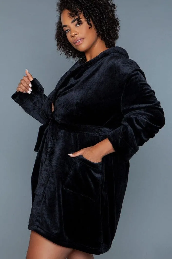 Black Mid-Length Push Robe