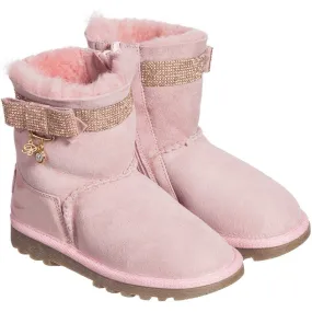 BLUMARINE BABY PINK SUEDE DIAMANTE BOOTS SHOES EU 20 UK 4