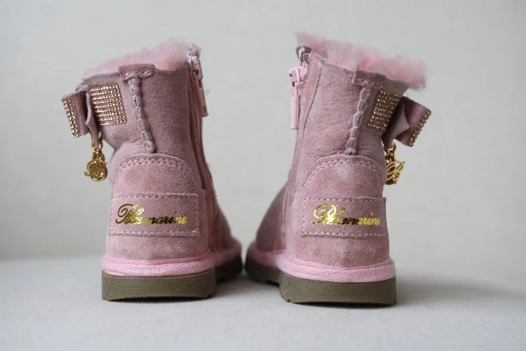 BLUMARINE BABY PINK SUEDE DIAMANTE BOOTS SHOES EU 20 UK 4