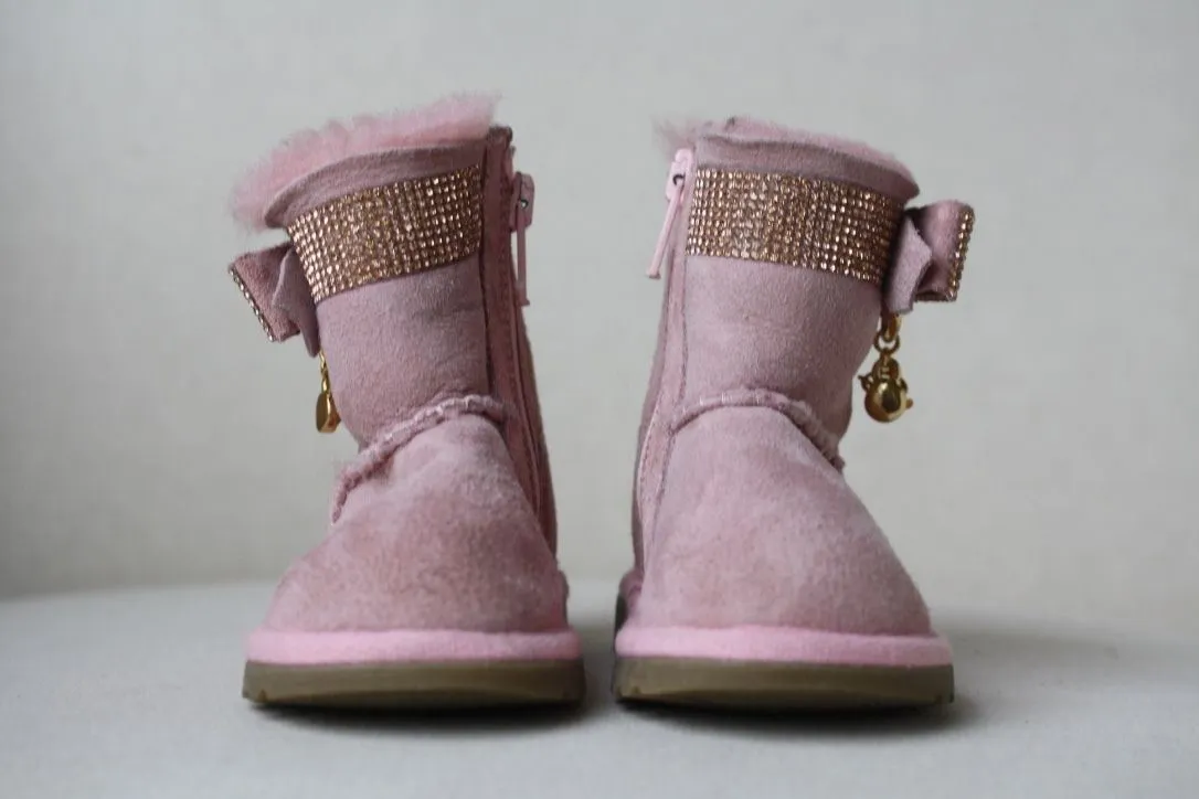 BLUMARINE BABY PINK SUEDE DIAMANTE BOOTS SHOES EU 20 UK 4