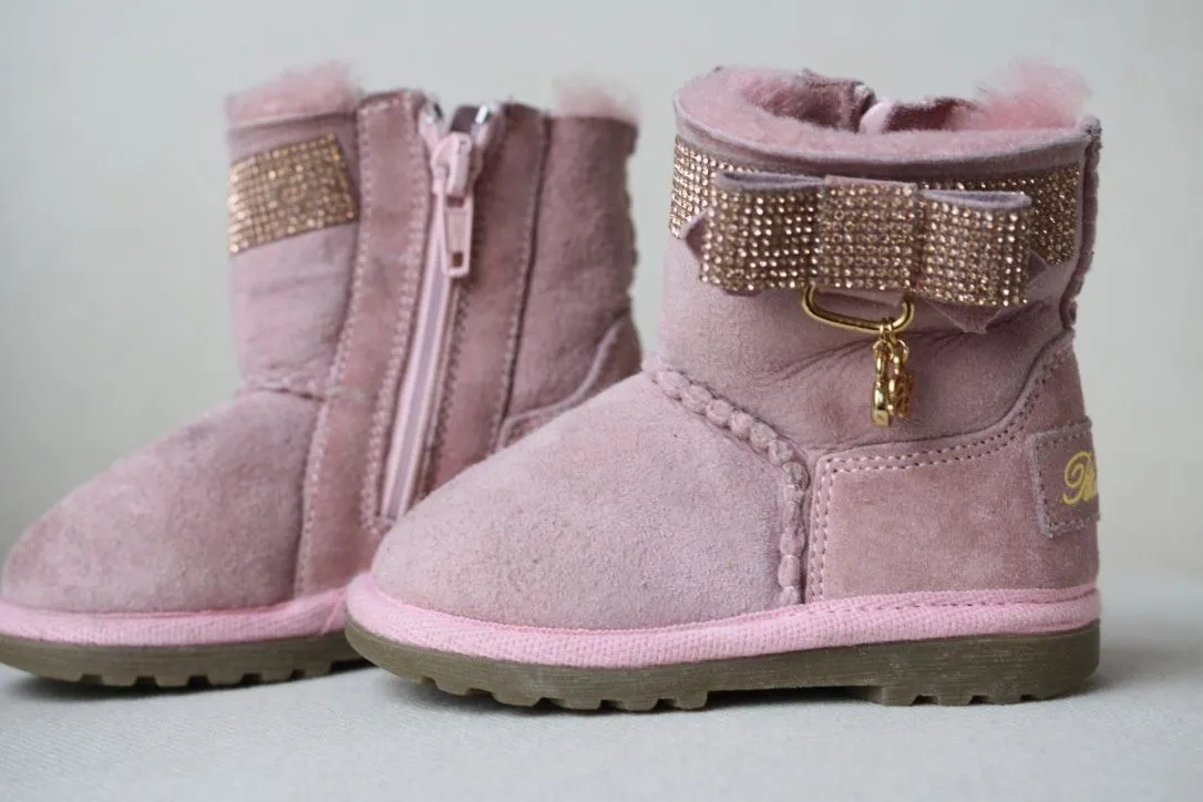 BLUMARINE BABY PINK SUEDE DIAMANTE BOOTS SHOES EU 20 UK 4