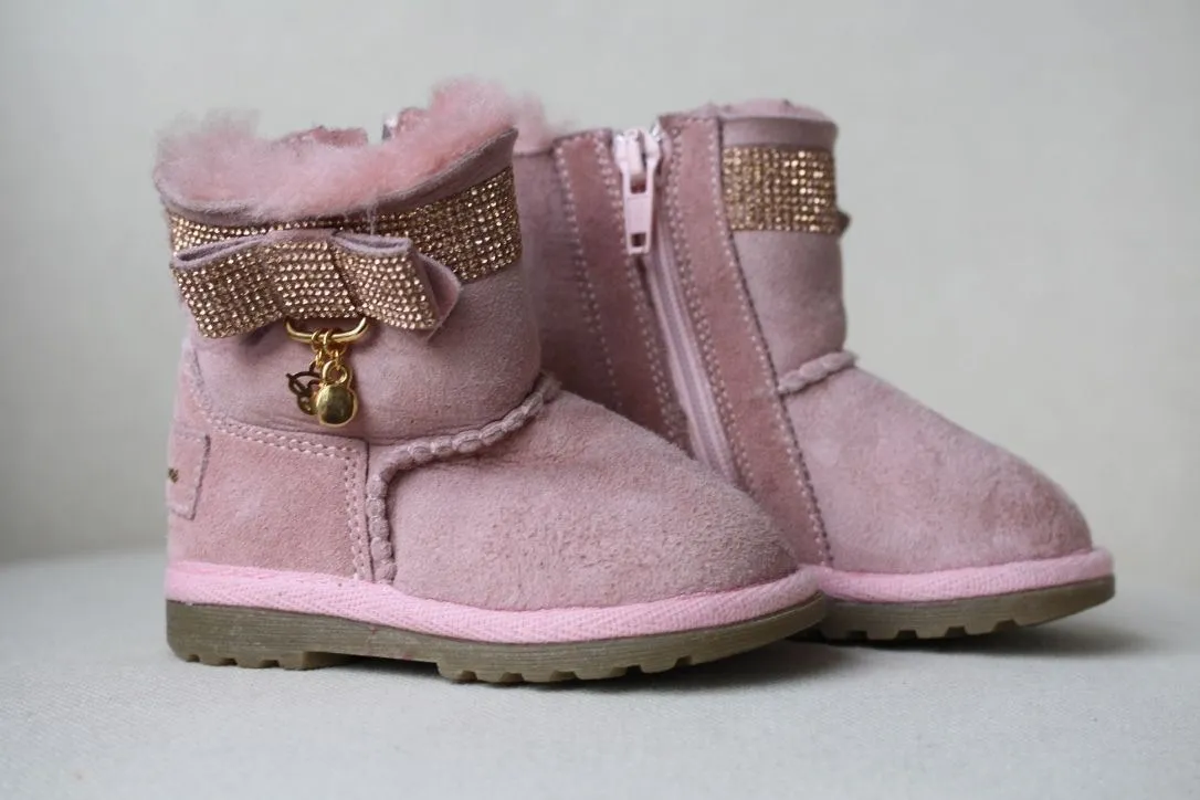 BLUMARINE BABY PINK SUEDE DIAMANTE BOOTS SHOES EU 20 UK 4