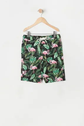 Boys Flamingo and Palm Print Board Short