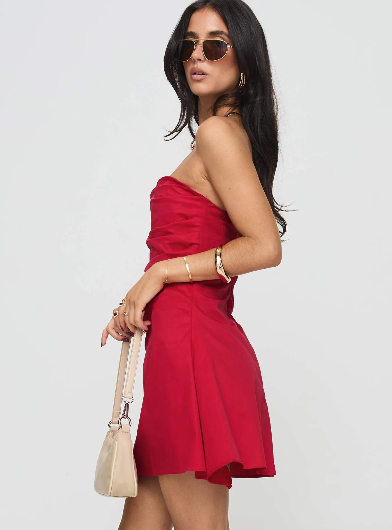 Bradwell Strapless Mini Dress Red Tall