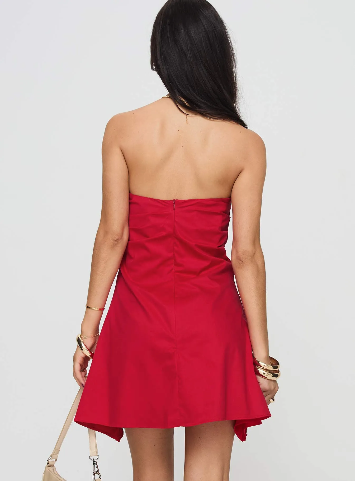 Bradwell Strapless Mini Dress Red Tall