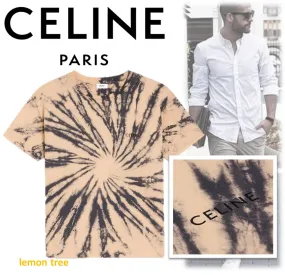 CELINE  |Crew Neck Street Style Cotton Short Sleeves Logo Luxury