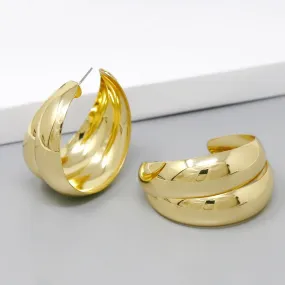 Chunky Metal Double Hoop Earrings