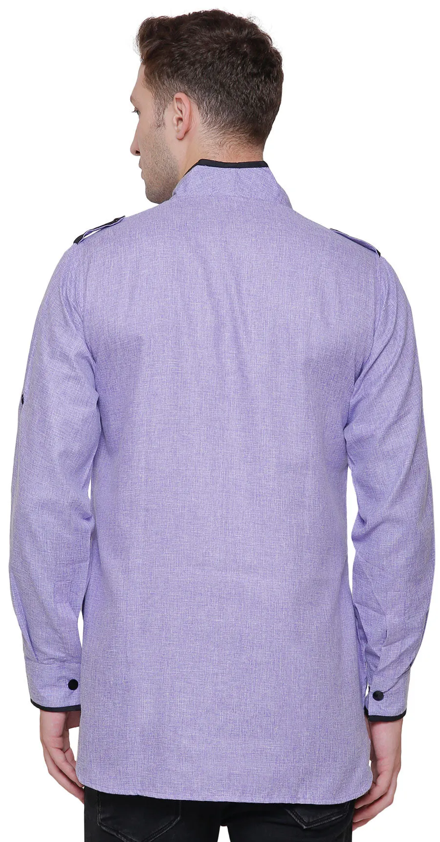 Cotton Dress Mens Short Kurta Shirt India Fashion Clothes (Purple)