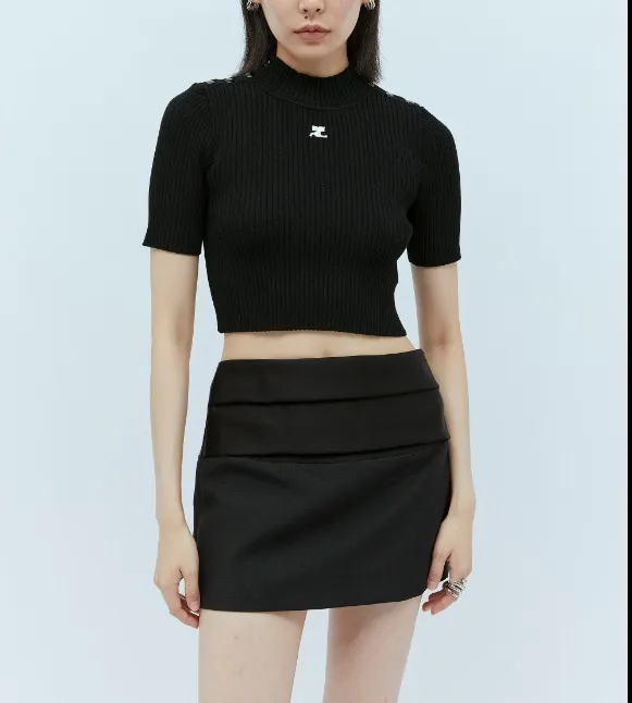 Courreges  |Casual Style Wool Street Style Short Sleeves Formal Style