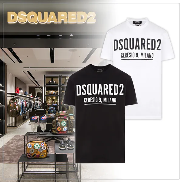 D SQUARED2  |Crew Neck Plain Short Sleeves Logo Luxury Crew Neck T-Shirts