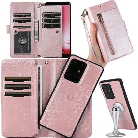 Detachable Flip Folio Zipper Purse Phone Case for Samsung