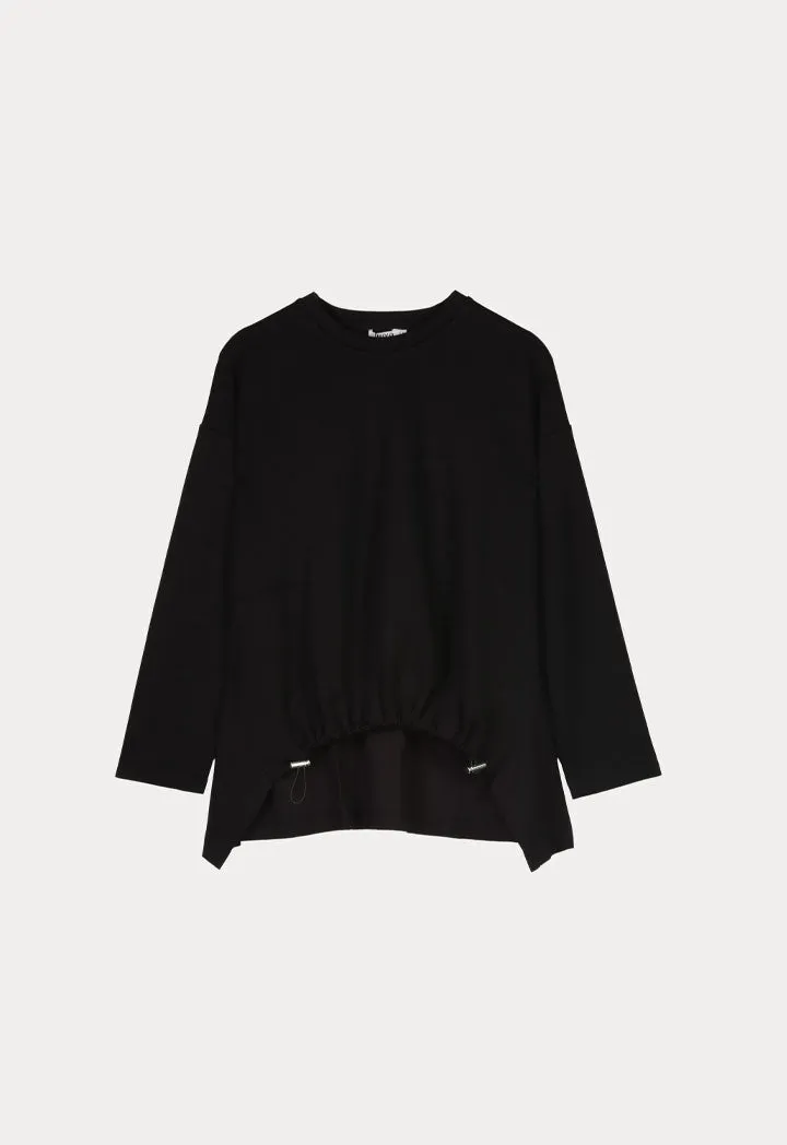 Drawstring Hemline Solid Blouse