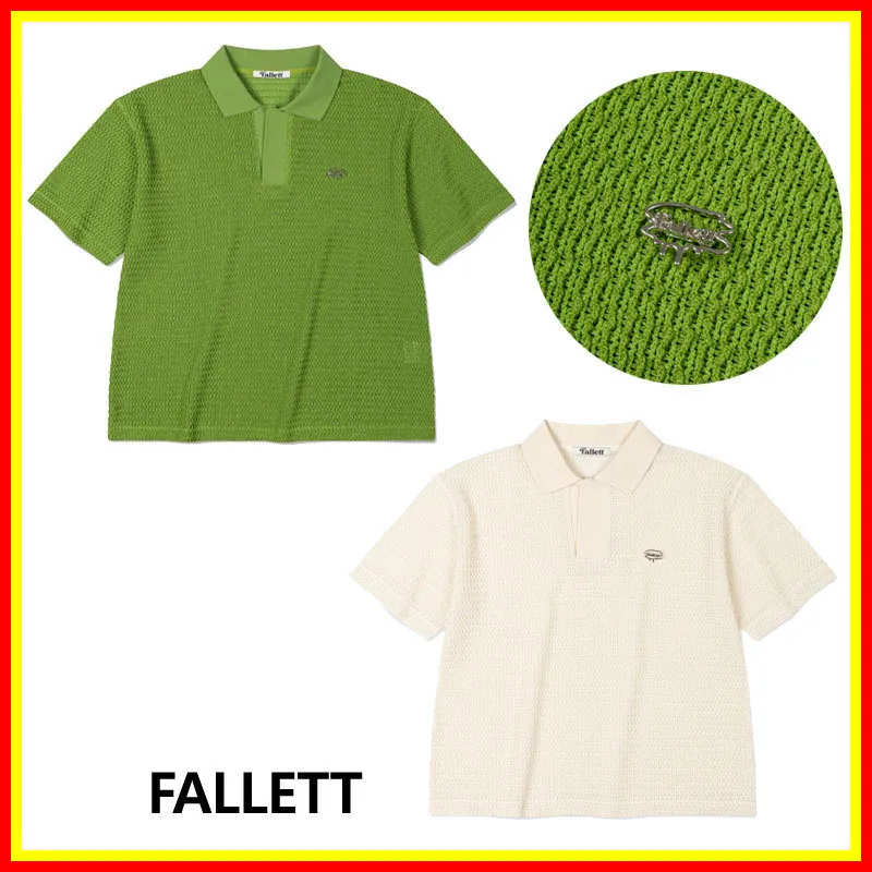 Fallett  |Plain Cotton Short Sleeves Logo V-neck & Crew neck