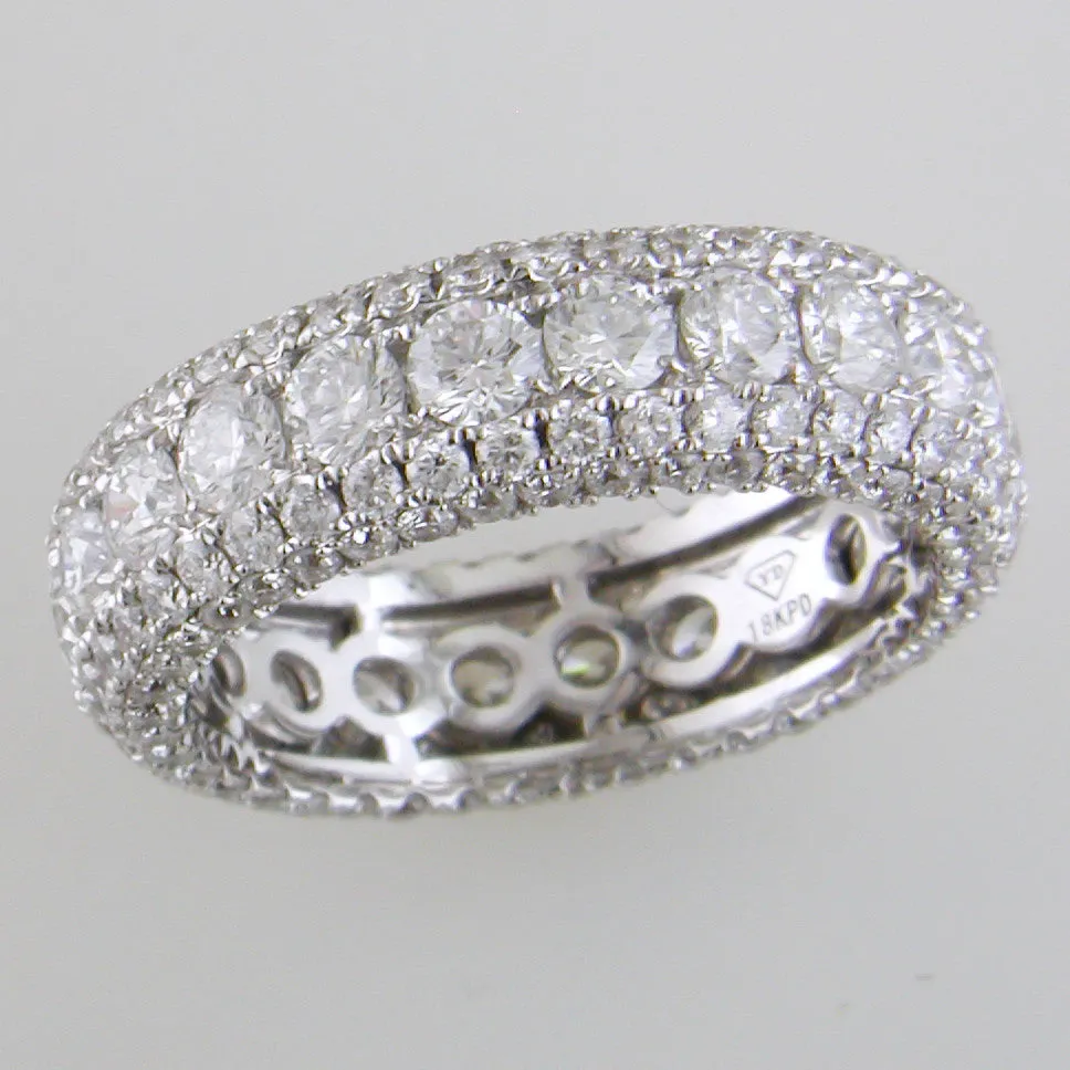 Five Row Diamond Eternity Anniversary Band Ring Prong Set 18K White Gold 3.40 carats