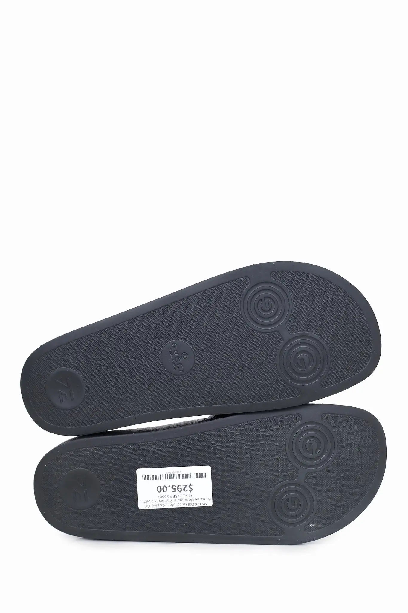 Gucci Black Coated GG Supreme Monogram Psychedelic Slides Size 41