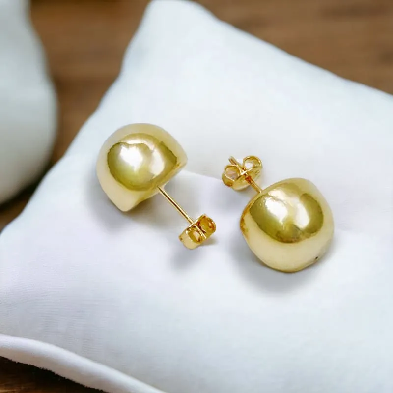 Halina half oval chunky goldfilled earring studs.