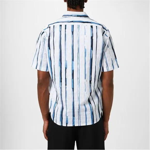 Hugo Boss  |Stripes Short Sleeves Logo Shirts