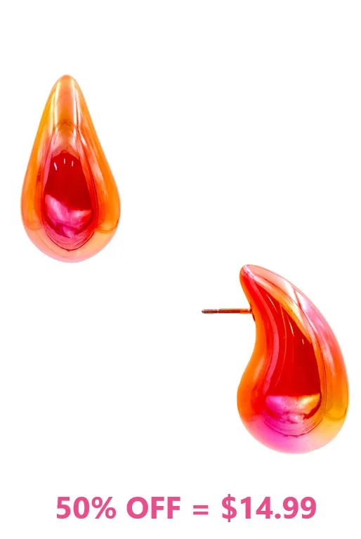 Iridescent Orange Trendy teardrop earrings