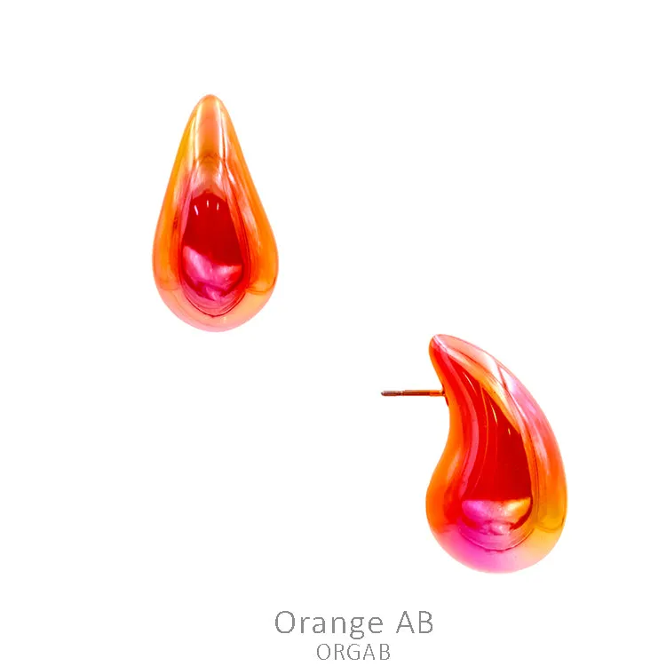 Iridescent Orange Trendy teardrop earrings