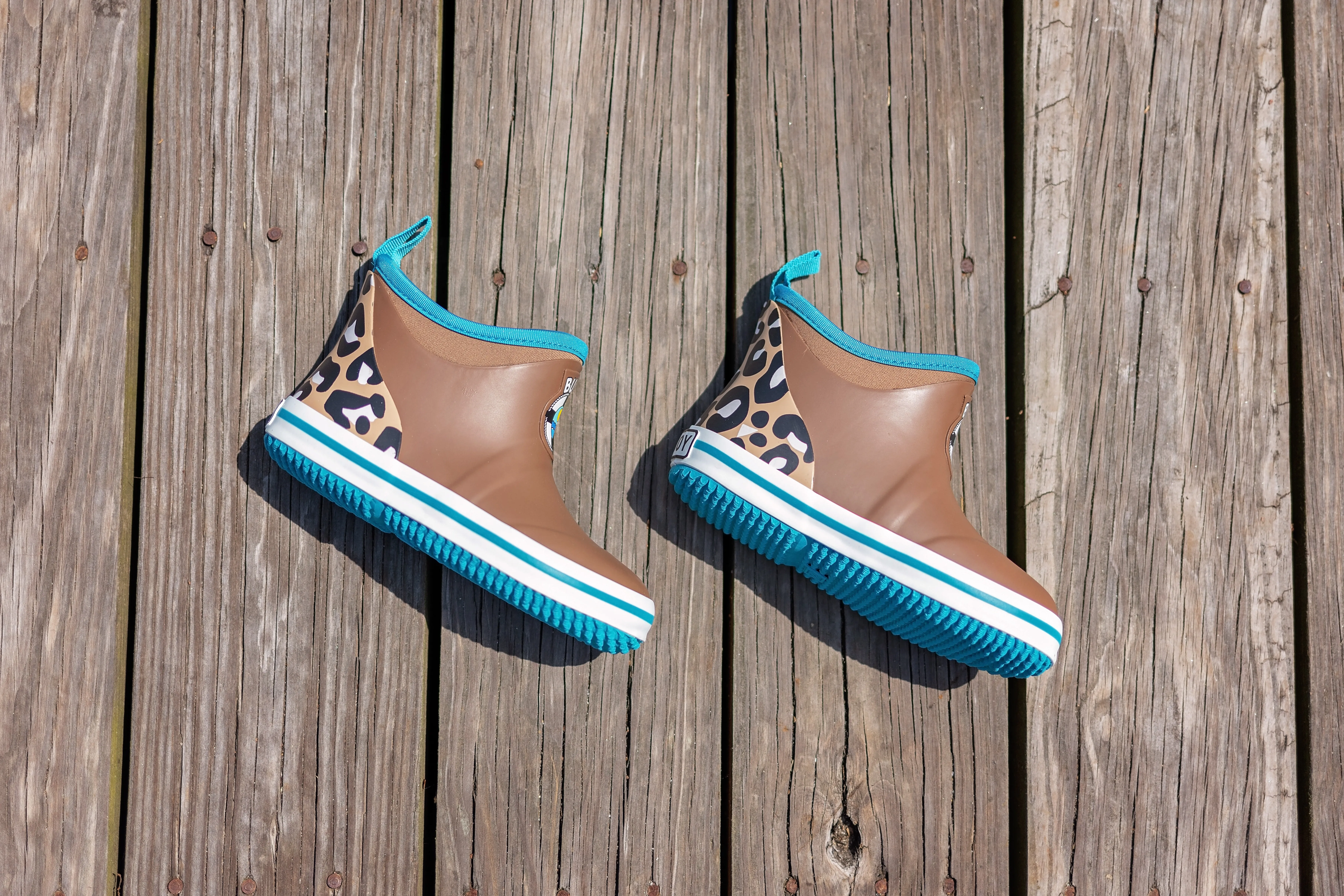 Kids Brown Cheetah Buoy Boots