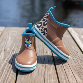 Kids Brown Cheetah Buoy Boots