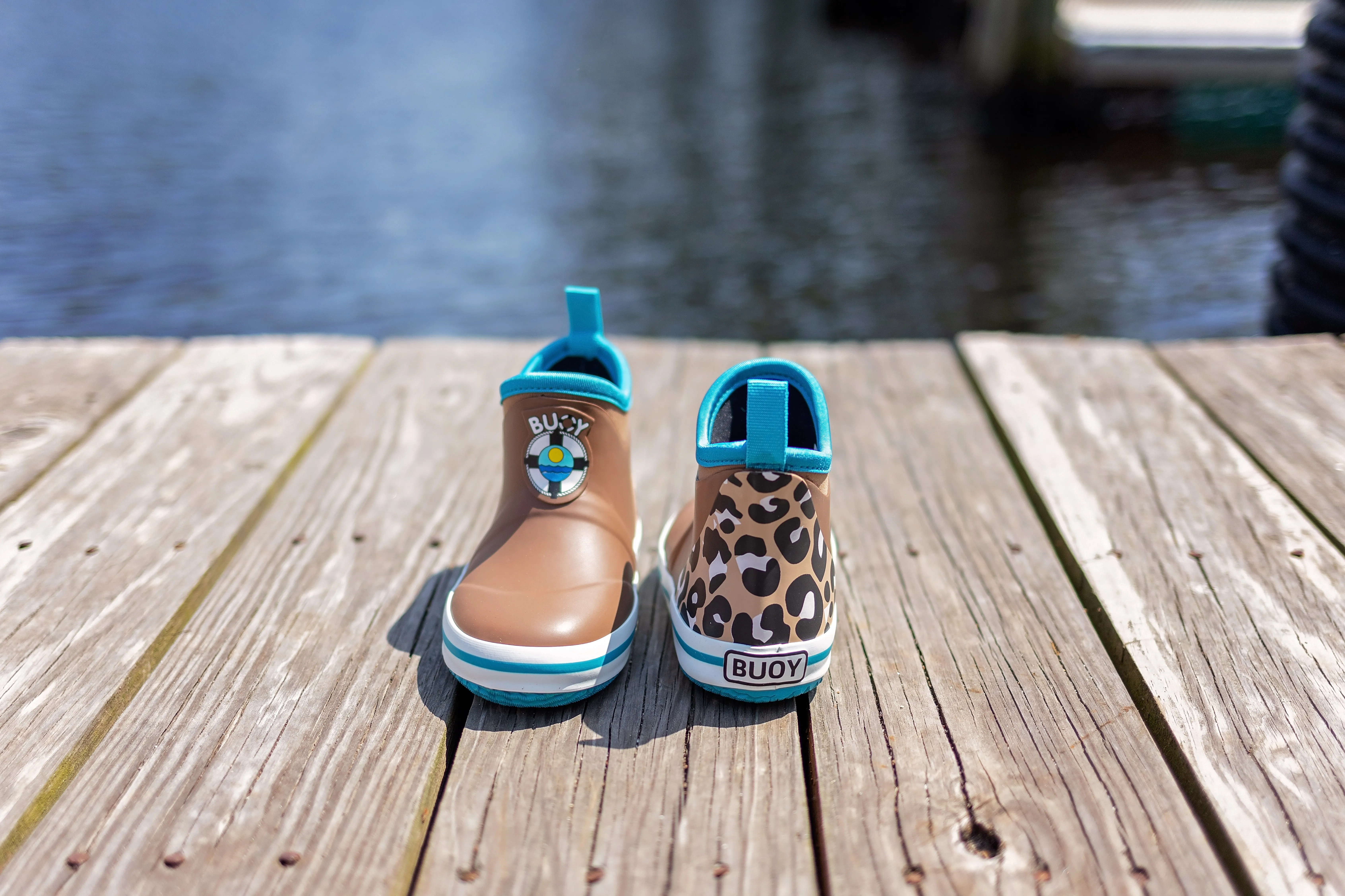 Kids Brown Cheetah Buoy Boots