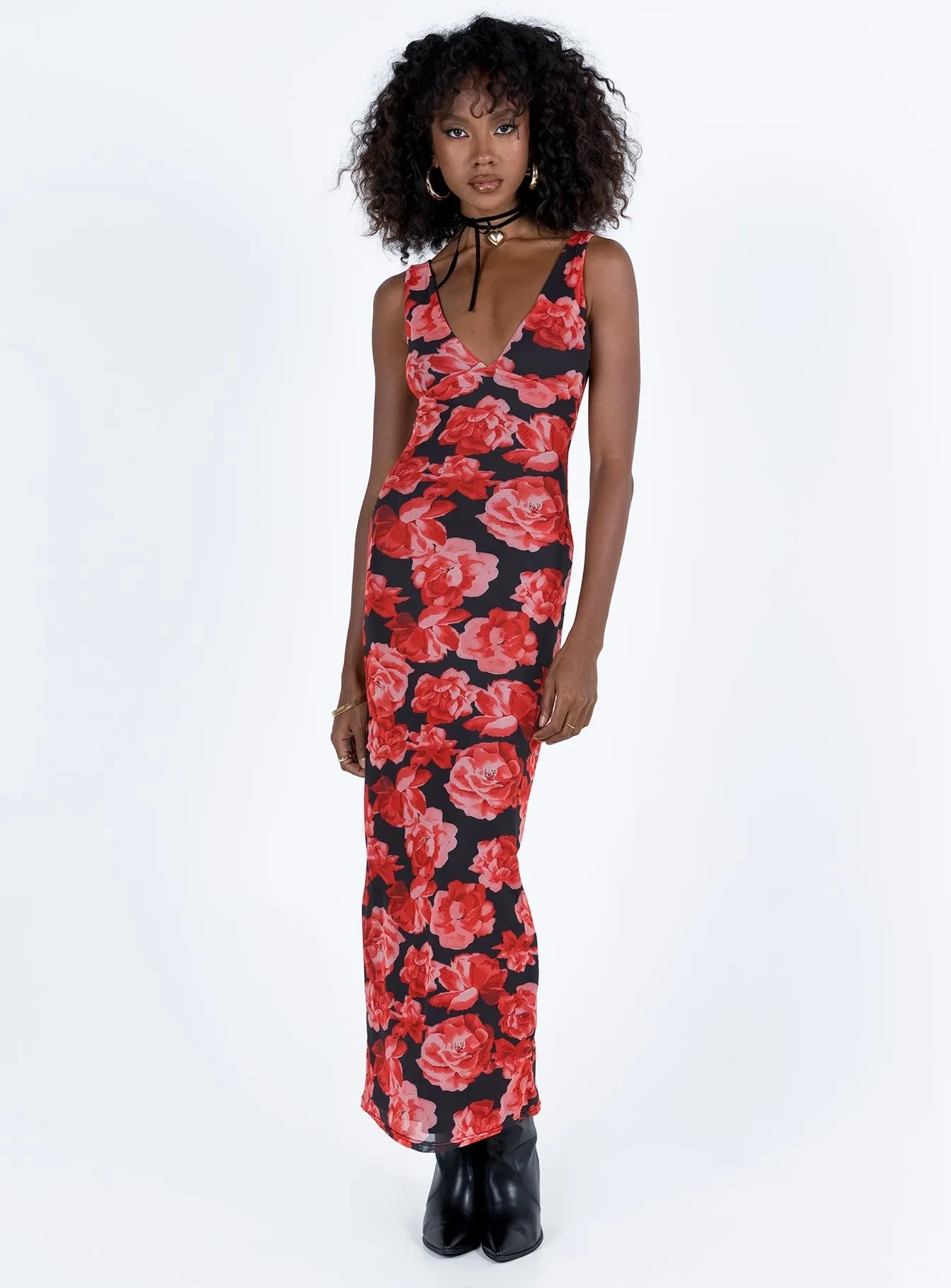 Lauers Maxi Dress Red Floral / Black