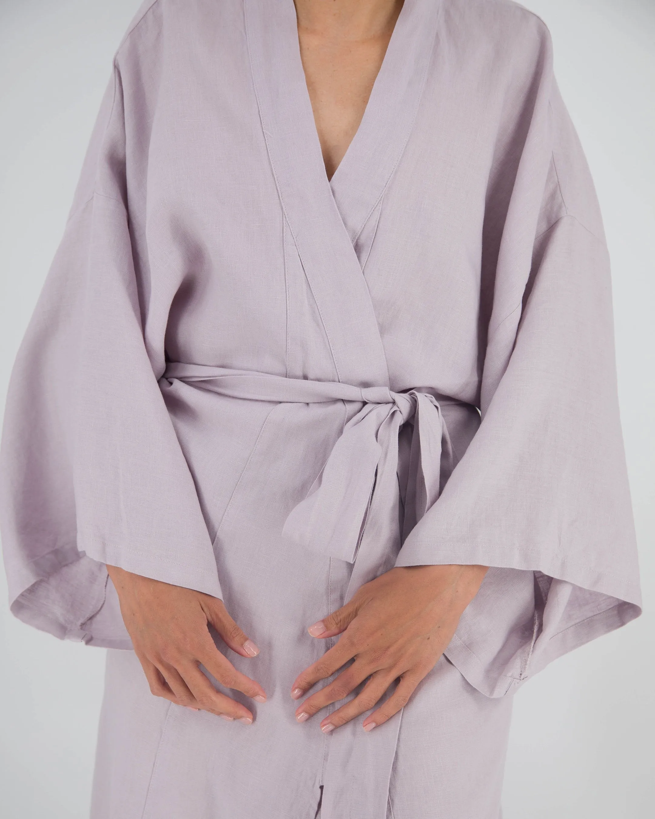 Leia Mid-Length French Linen Robe