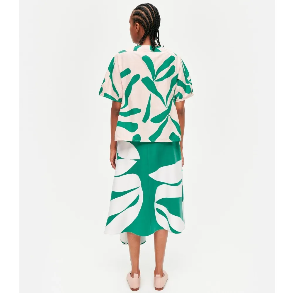 marimekko  |Casual Style Linen Cotton Medium Short Sleeves Office Style