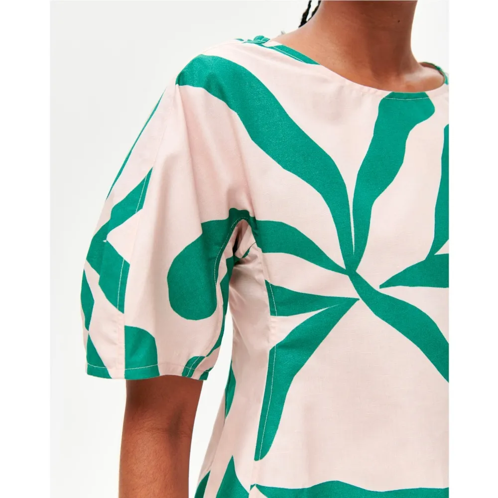 marimekko  |Casual Style Linen Cotton Medium Short Sleeves Office Style