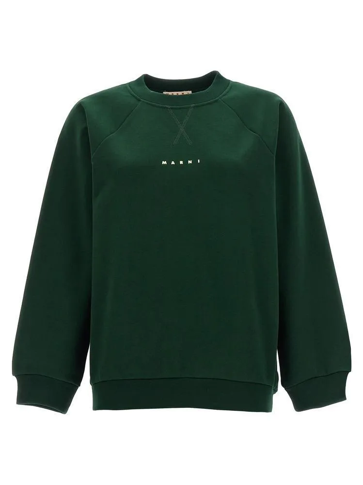 MARNI  |Green bio cotton sweatshirt with Marni logo