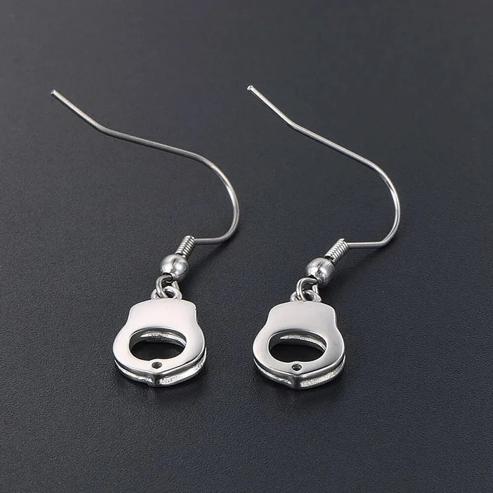 Men and Women Hip Hop Trendy Stainless Steel Handcuff Earrings