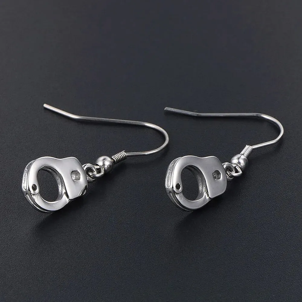 Men and Women Hip Hop Trendy Stainless Steel Handcuff Earrings