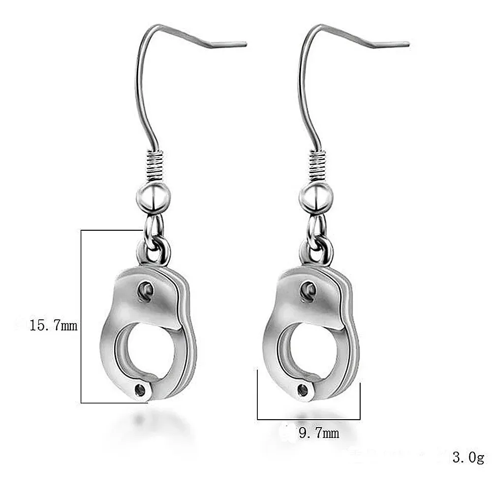 Men and Women Hip Hop Trendy Stainless Steel Handcuff Earrings