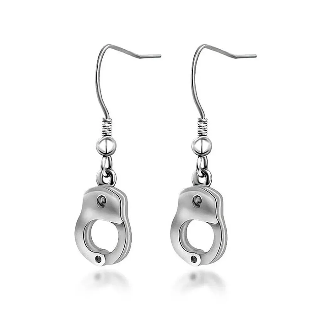 Men and Women Hip Hop Trendy Stainless Steel Handcuff Earrings