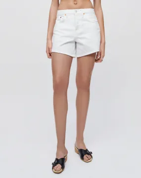 Mid Rise Boy Short - White