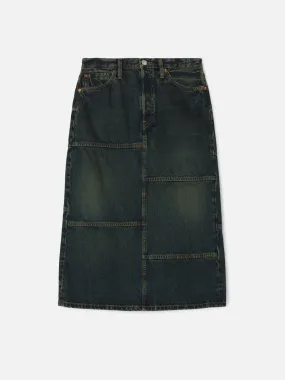 Mid Rise Seamed Skirt - Lagoon