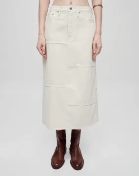 Mid Rise Seamed Skirt - Vintage White